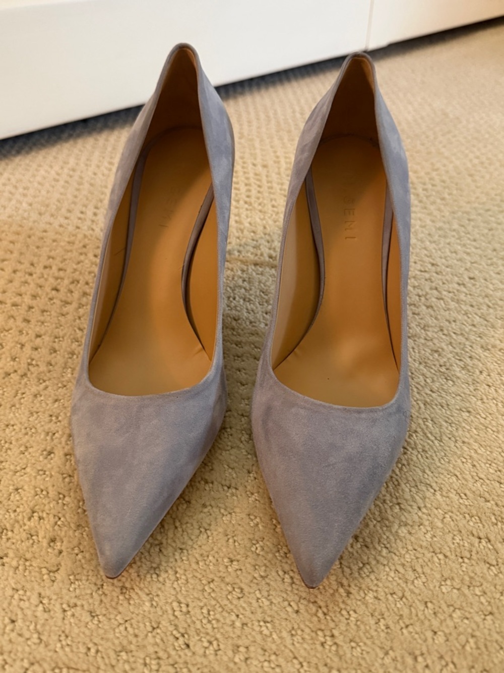 M. Gemi Blue-Gray Suede Pointed-Toe Pumps - 10